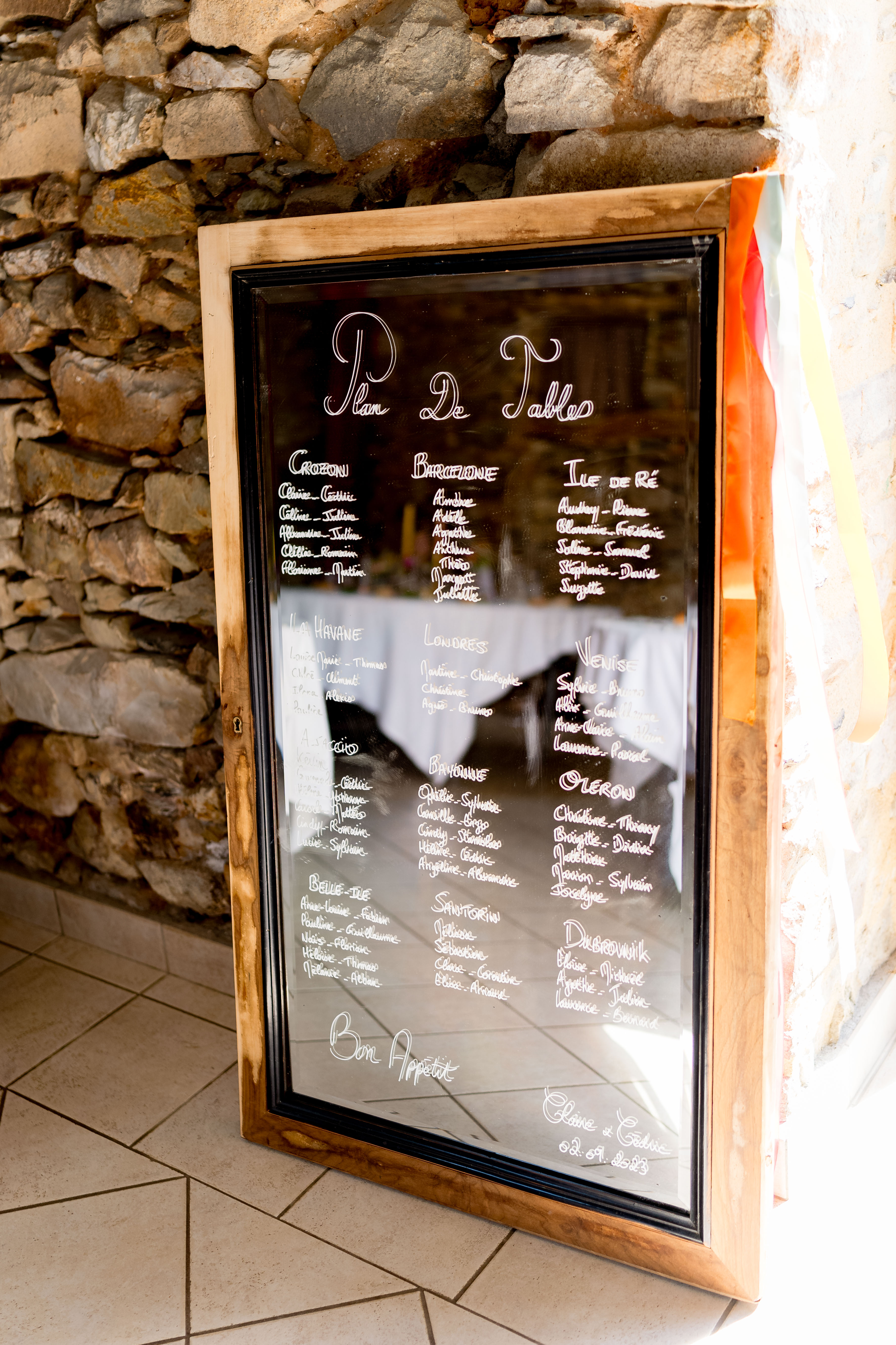 décoration mariage miroir plan de table